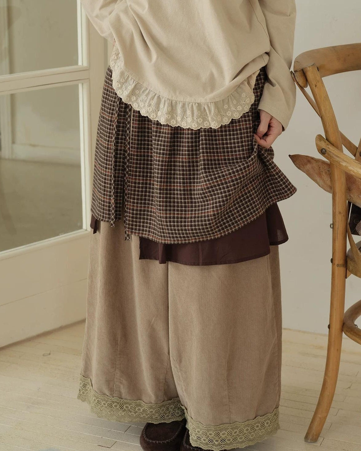 チェックレイヤードスカート 10199