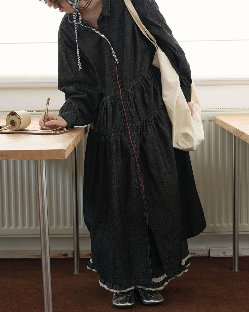 デニムロングルーズワンピース 10211