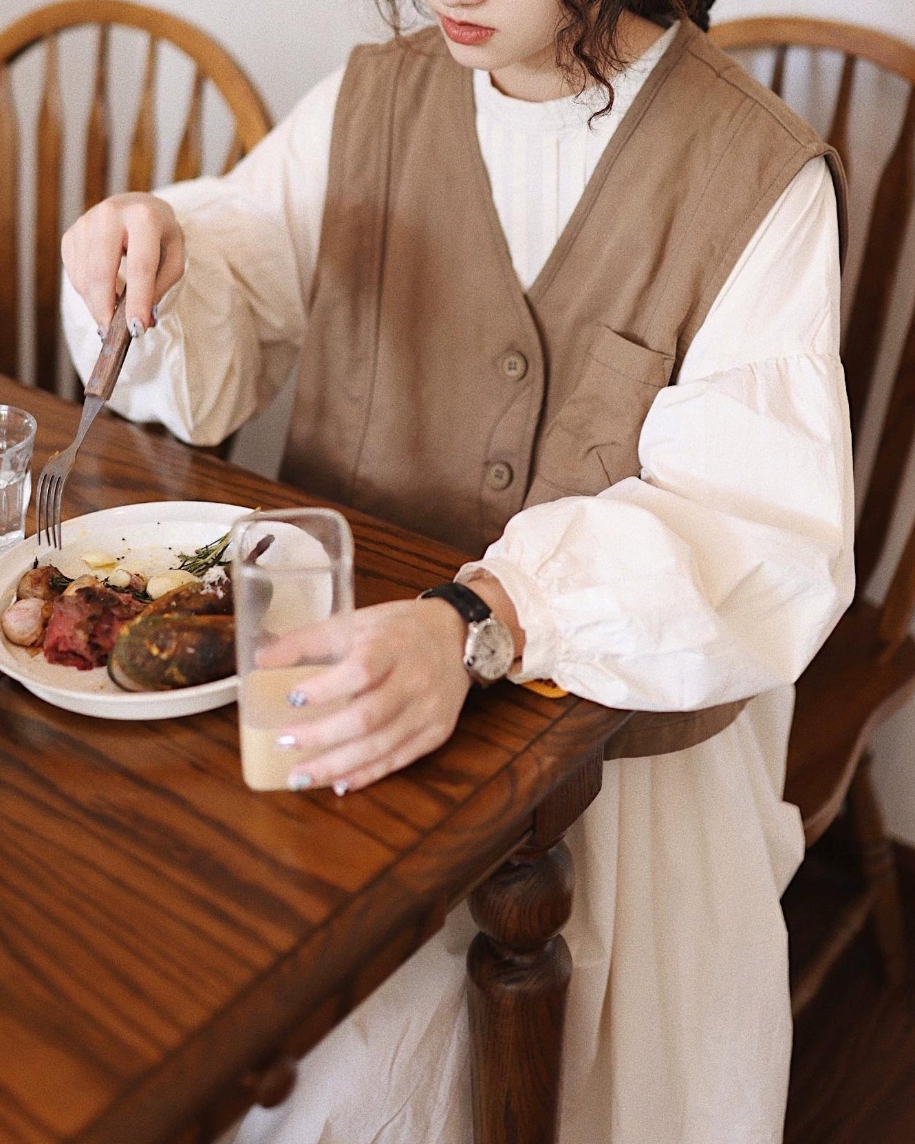 ソフトプリーツハイウエストワンピース 10114