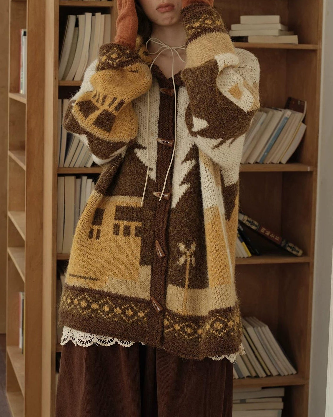 スカンディウッドパターンニットカーディガン 10165