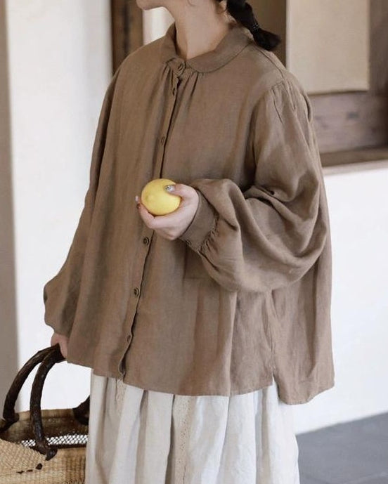 ラウンドカラーリラックスパフブラウス 10052