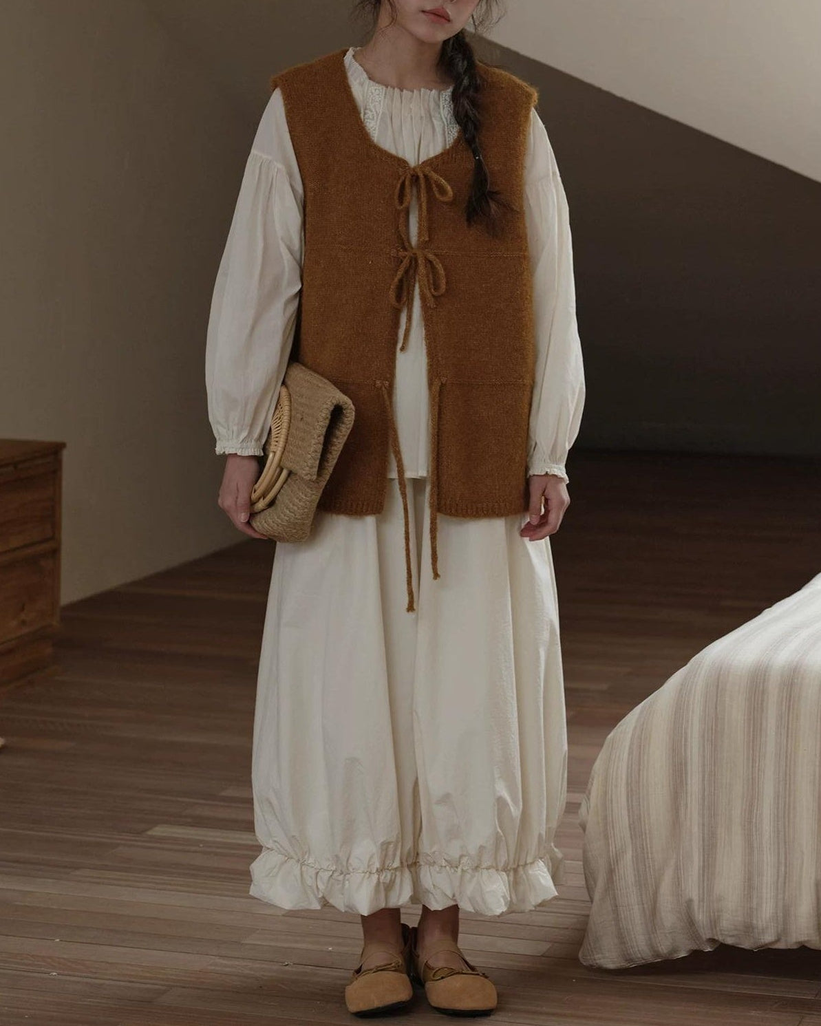 リボンアクセントニットベスト 10277