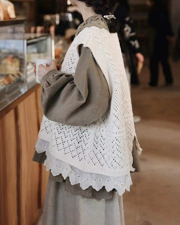 ノルディックアイレットニットベスト 10100