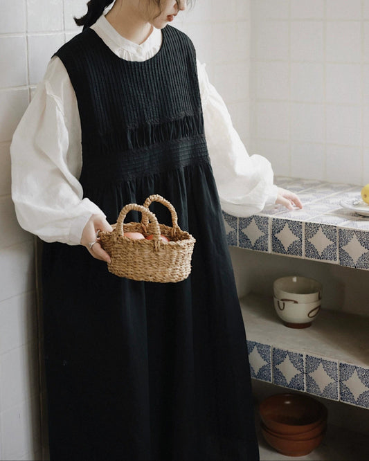 ラウンドネックレトロベストワンピース 10003
