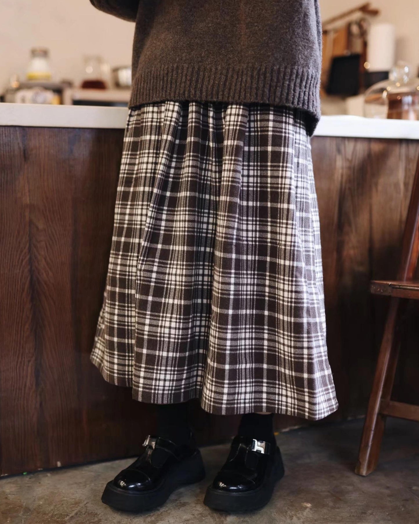 ミュークチェックAラインスカート 10111