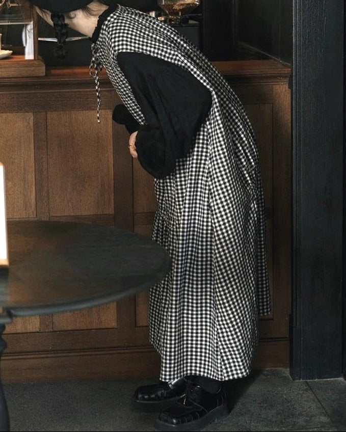 チェック柄リボンベストワンピース 10058