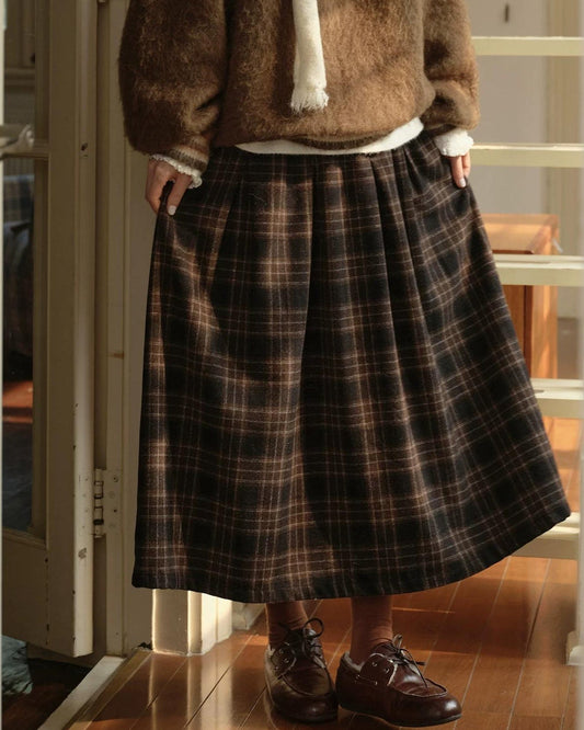 ミックスチェック Aラインロングスカート 10283