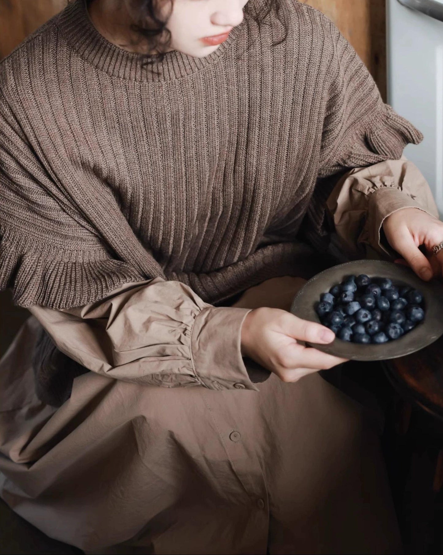 フリルリブニットベスト 10076