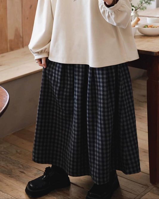 チェック柄リラックスミディスカート 10060