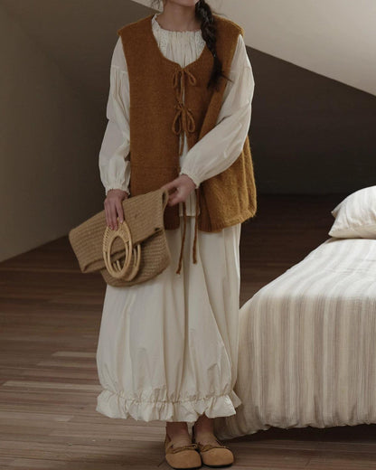 リボンアクセントニットベスト 10277