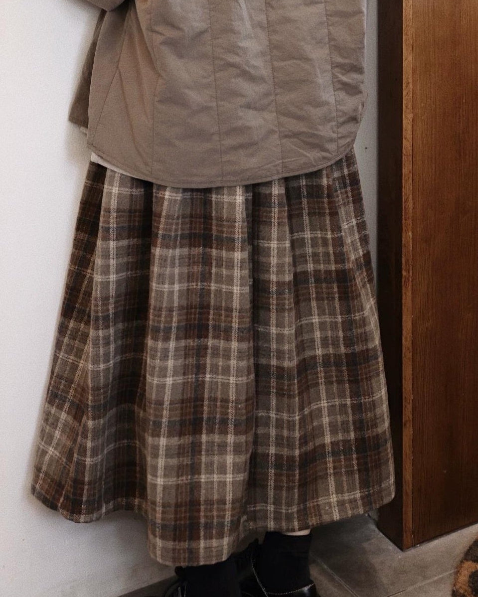 Aラインチェック柄ミディスカート 10107