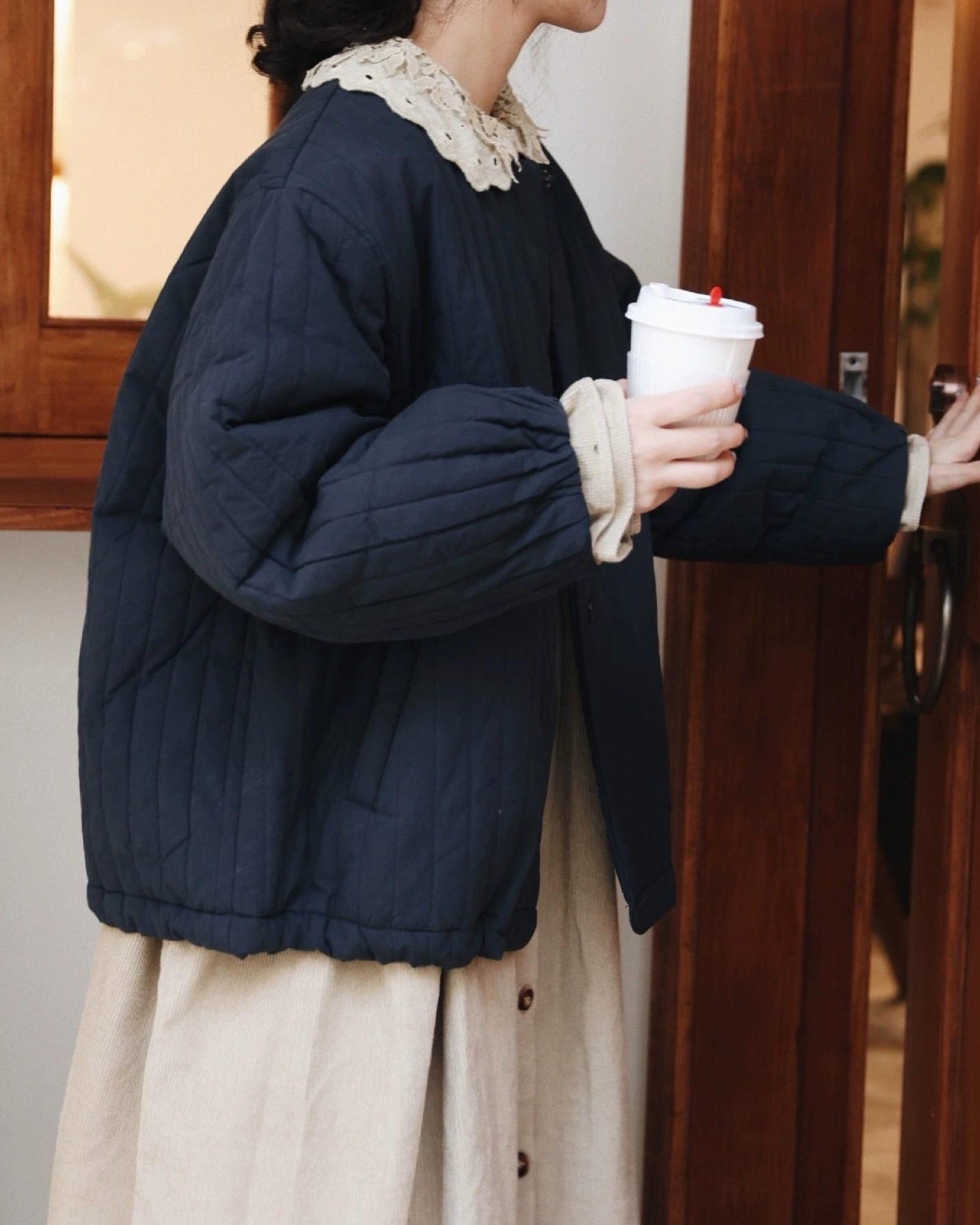 エアリーキルティング ノーカラーコート 10105