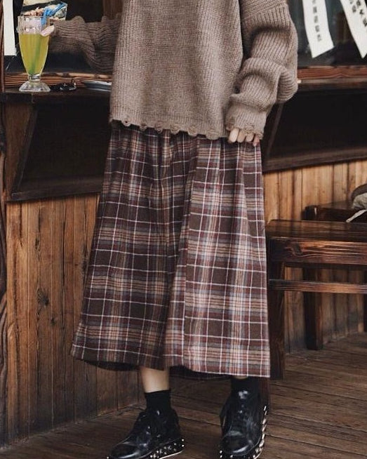 ラインプリーツレトロチェックスカート 10123