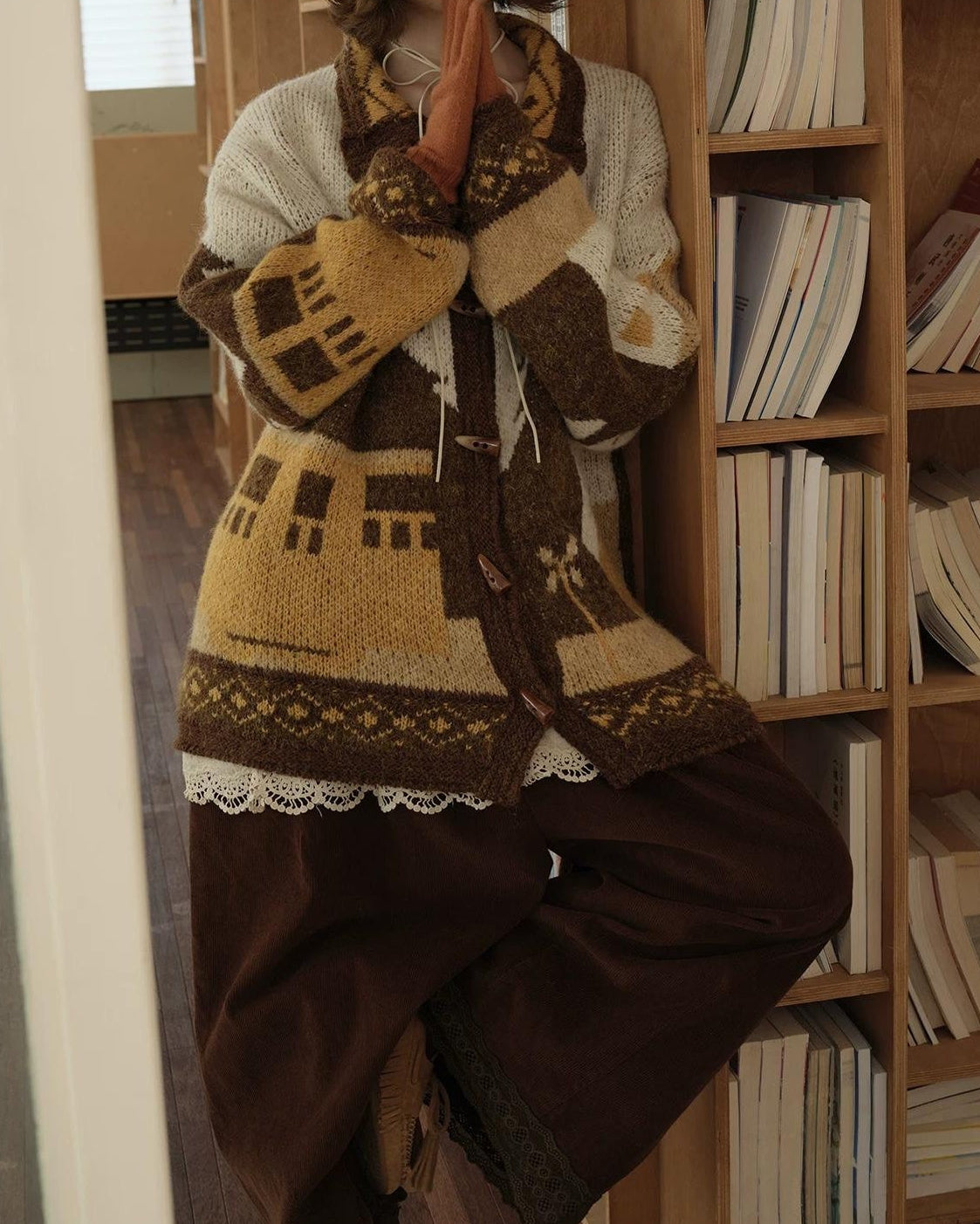 スカンディウッドパターンニットカーディガン 10165