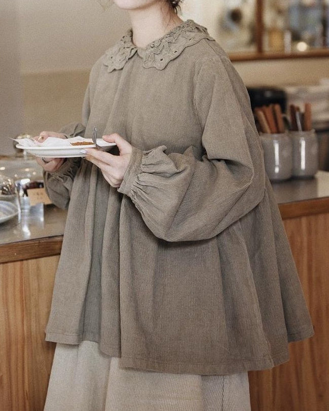 ナチュラルニュアンス レースカラーブラウス 10106