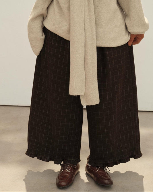 フリルレトロチェックワイドパンツ 10142
