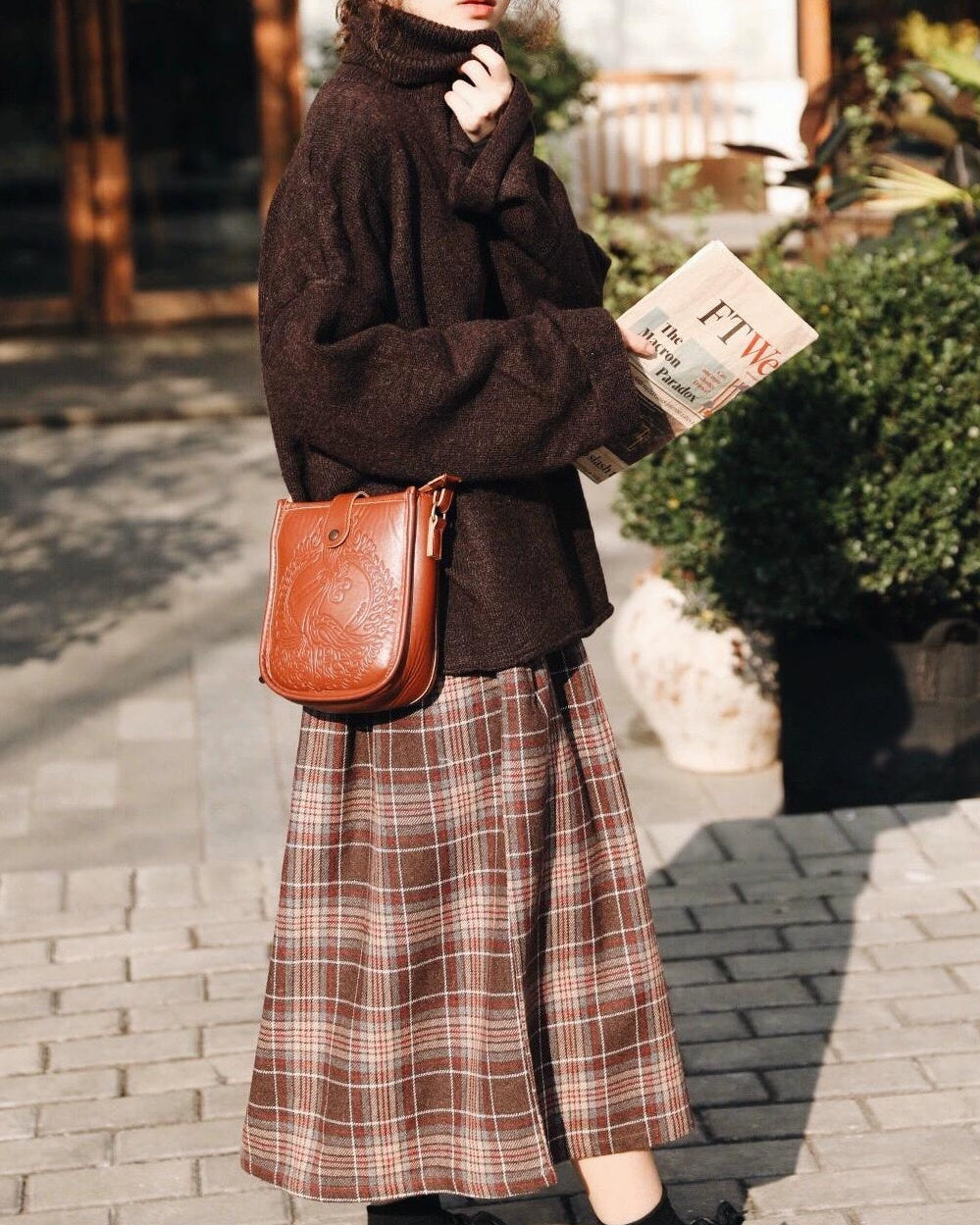 ラインプリーツレトロチェックスカート 10123