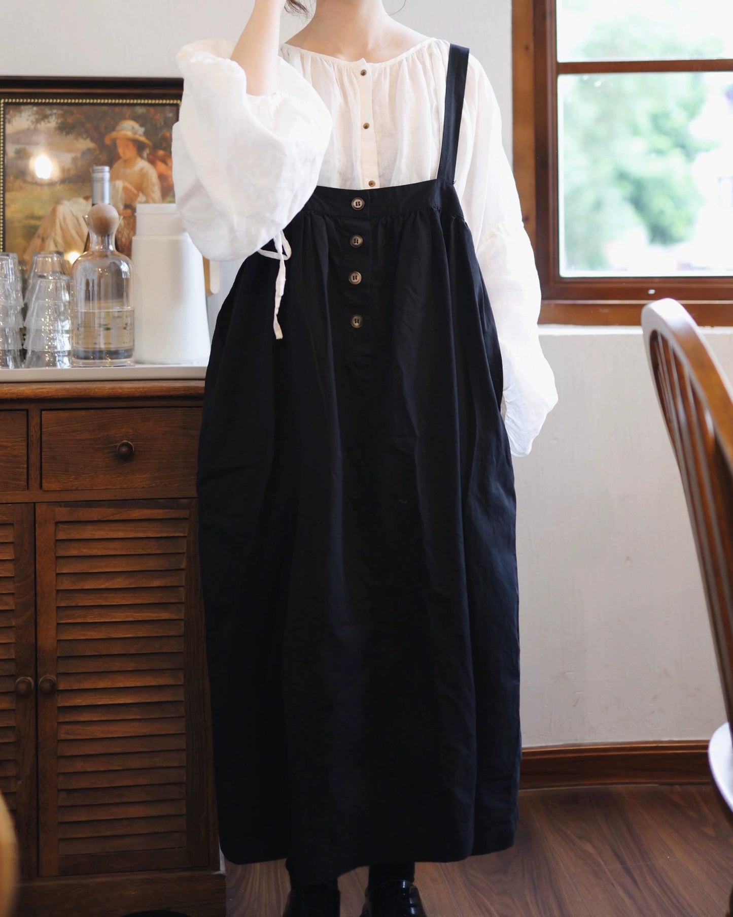 レトロボタンサスペンダーワンピース 10113