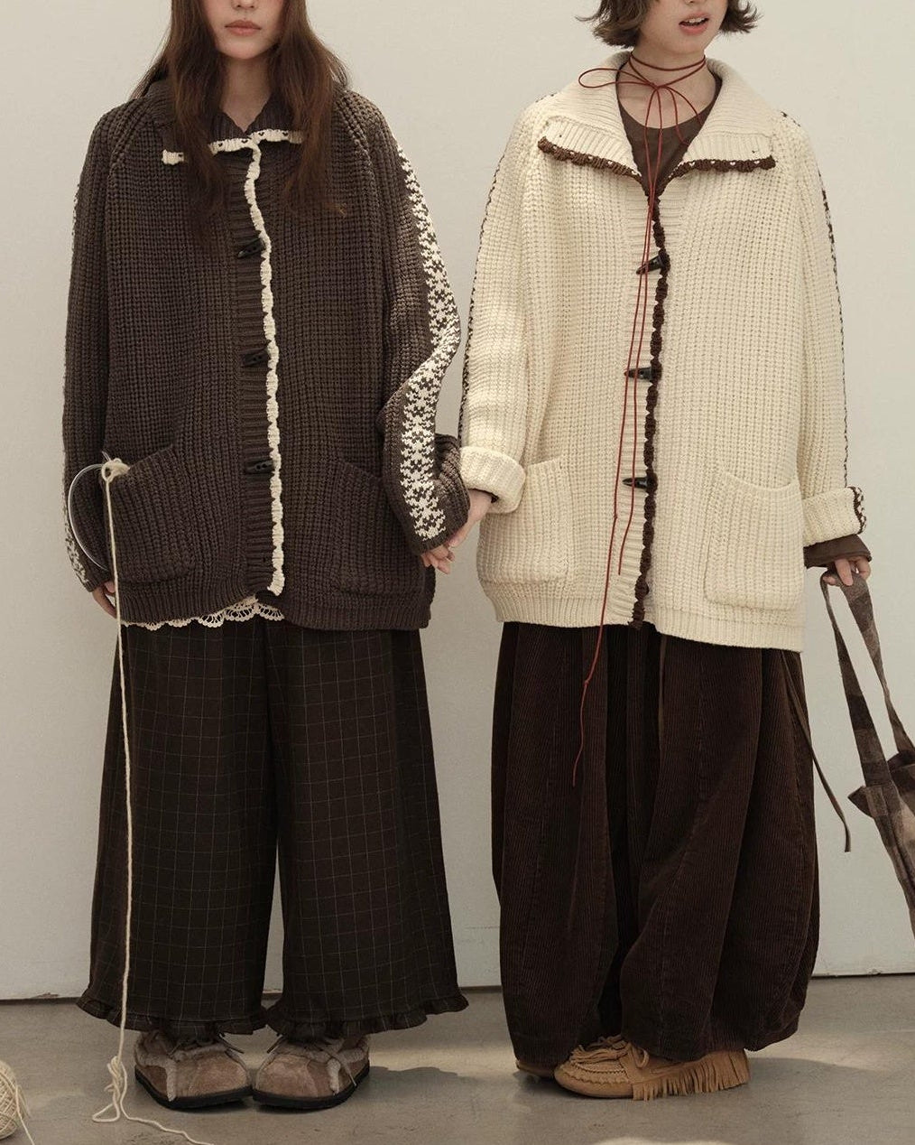 ラペルダッフルポケットニットカーディガン 10148