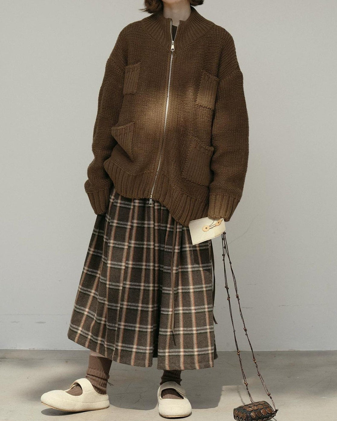 ハイネックジッパーポケットカーディガン 10174