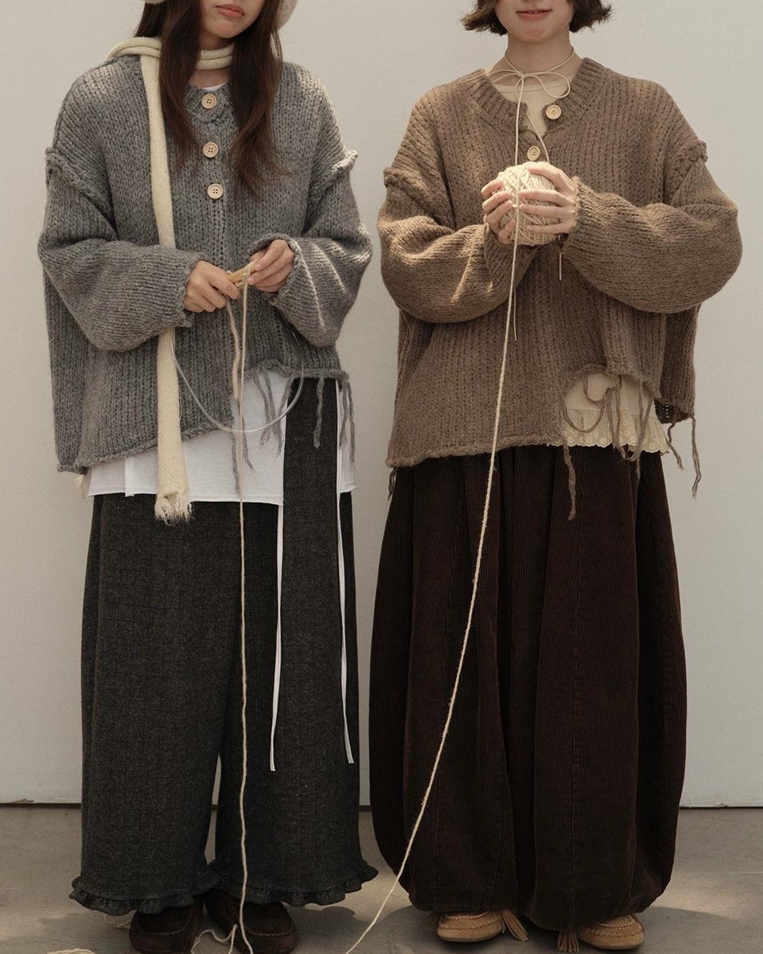 アートタッセルハーフボタンニット 10139