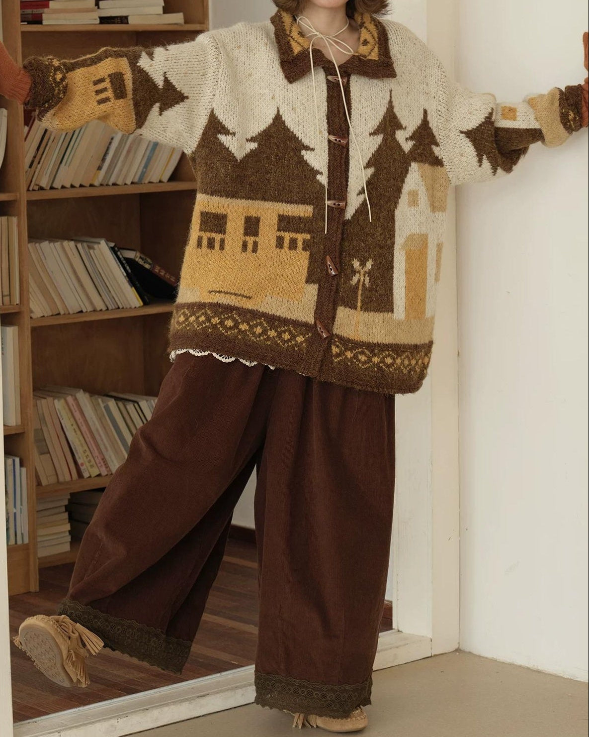 スカンディウッドパターンニットカーディガン 10165