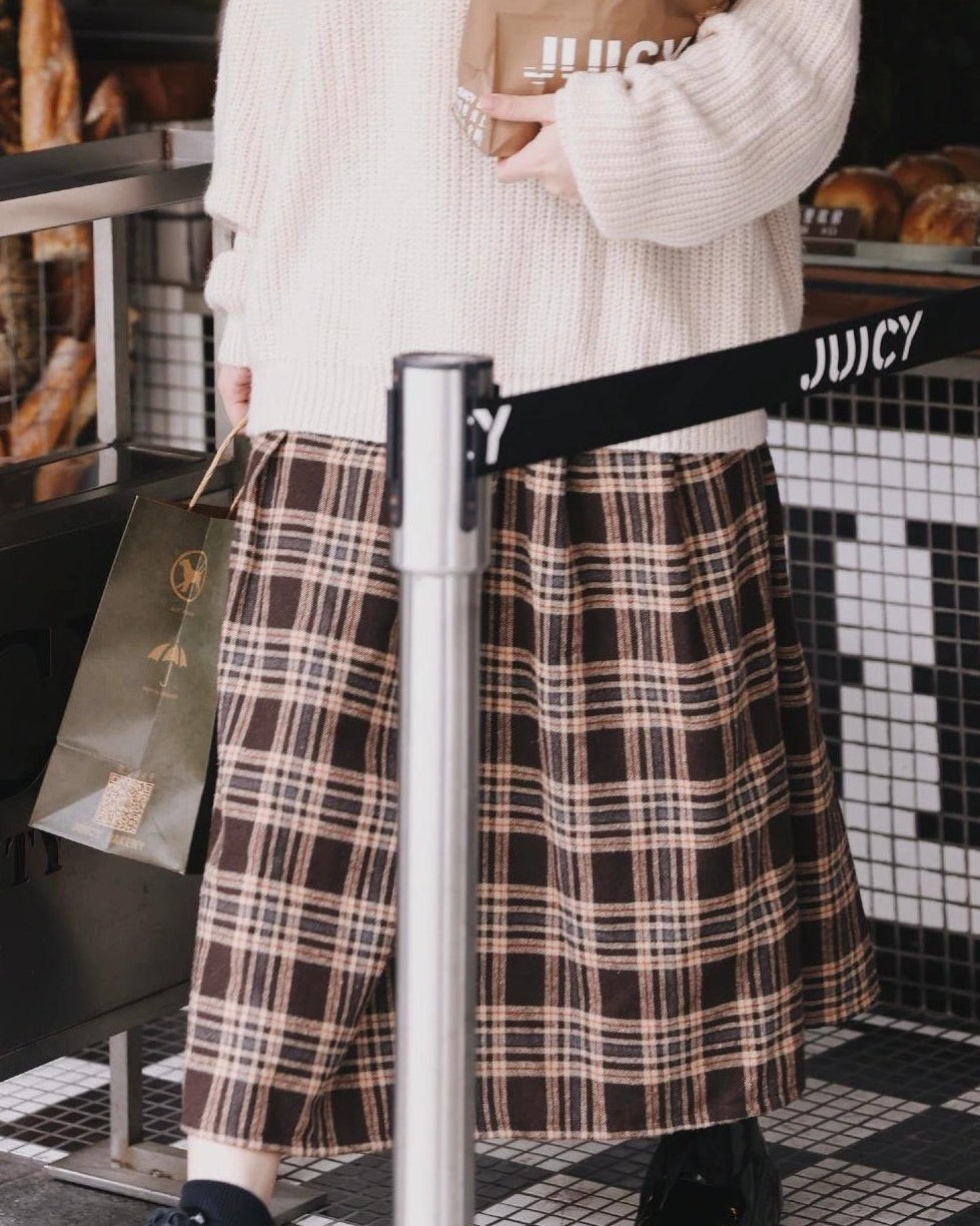 ヴィンテージチェックハイウエストスカート 10120