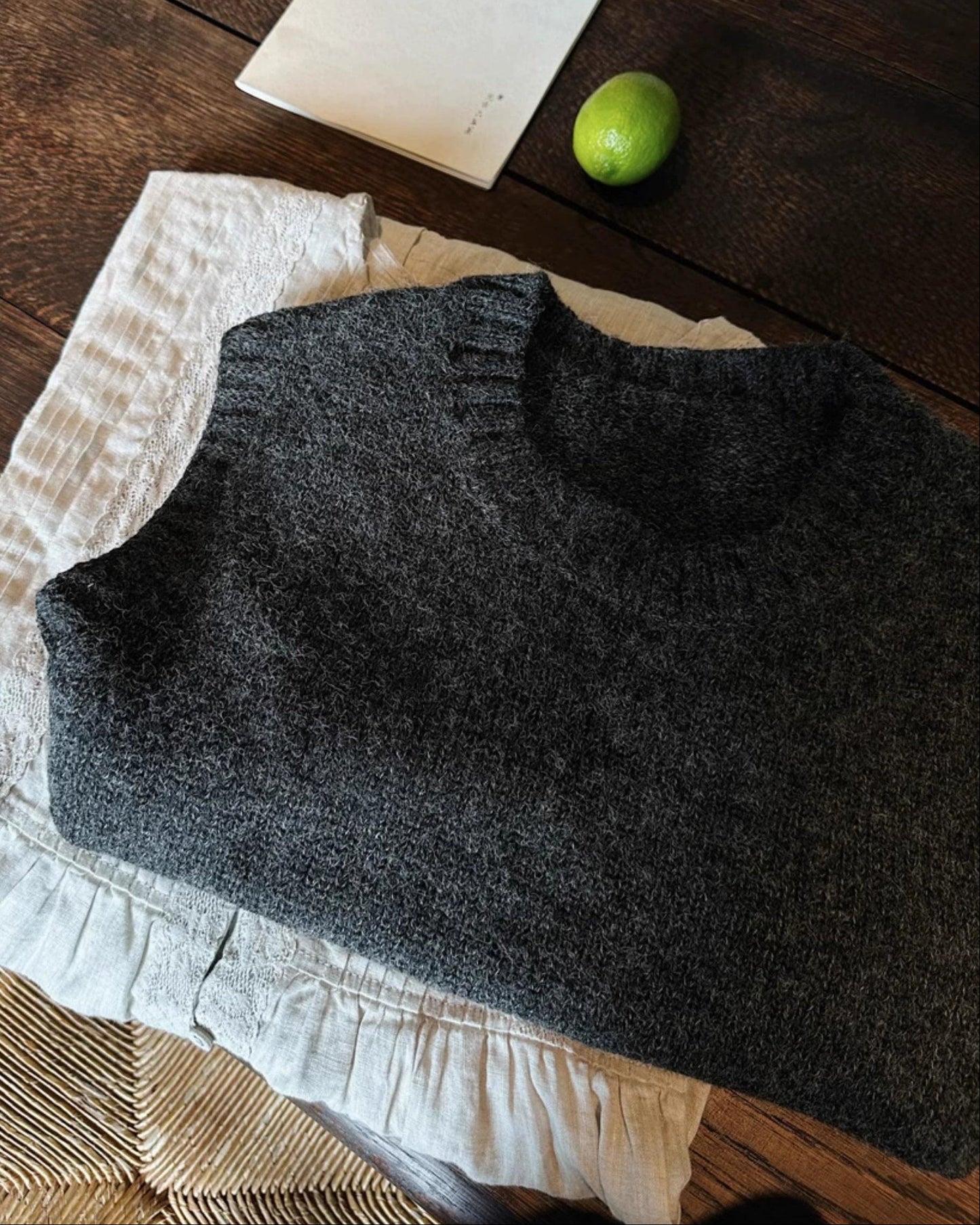 サイドスリットオーバーニットベスト 10043