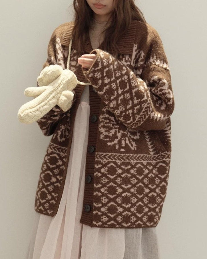 スノーレトロフェアアイルカーディガン 10134