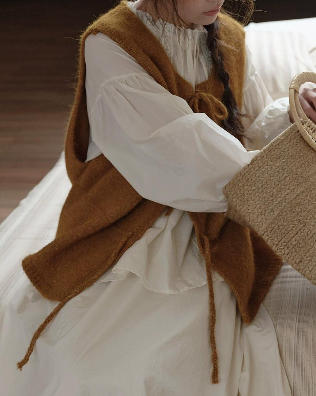 リボンアクセントニットベスト 10277