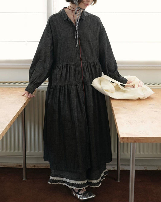 デニムロングルーズワンピース 10211