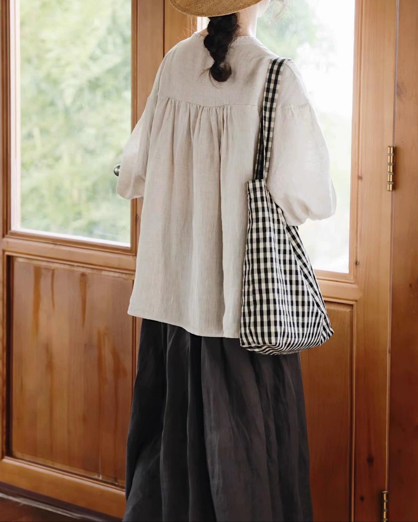 バンドカラーカウニフレアブラウス 10081