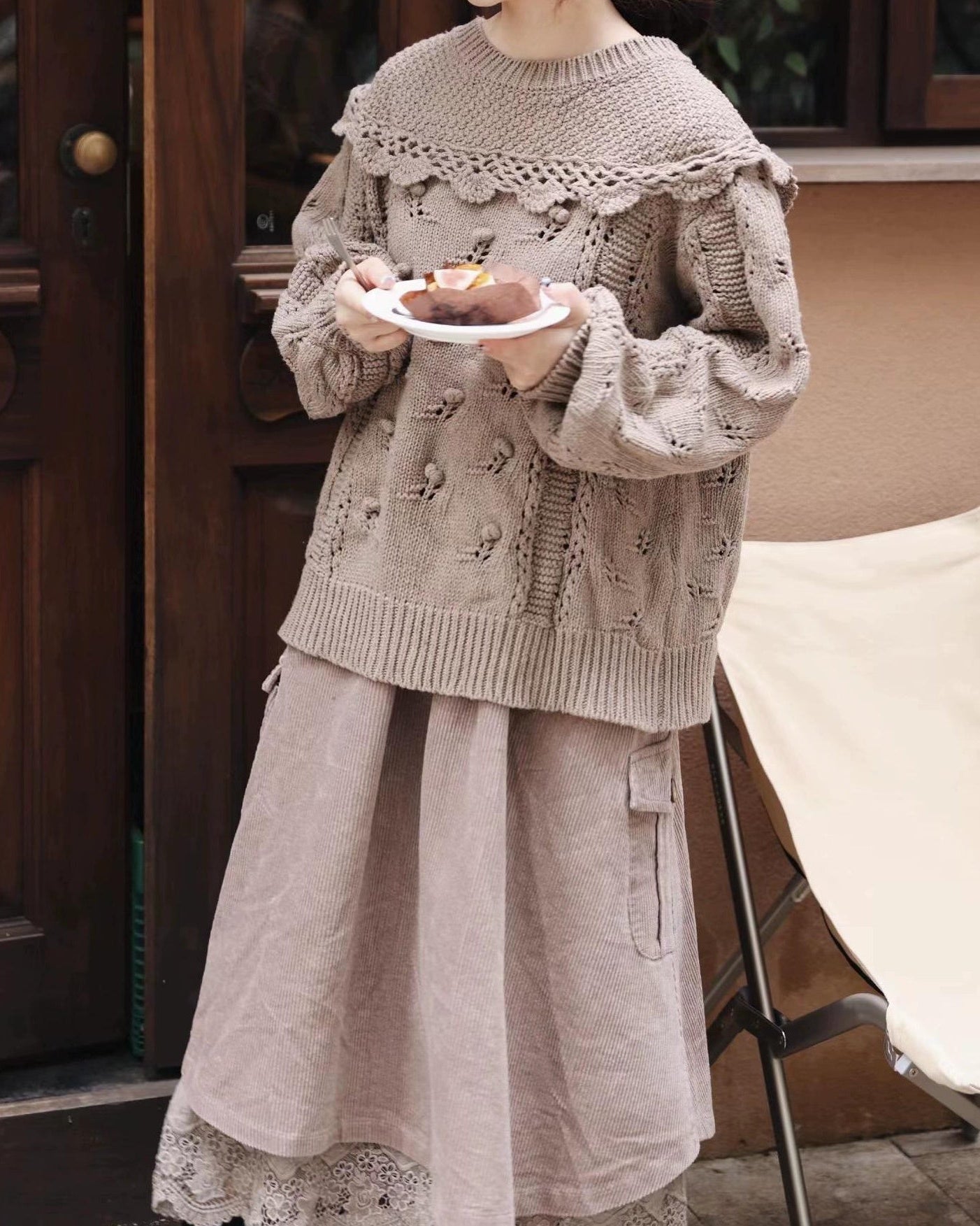 レトロポケットハイウエストコーデュロイスカート 10109