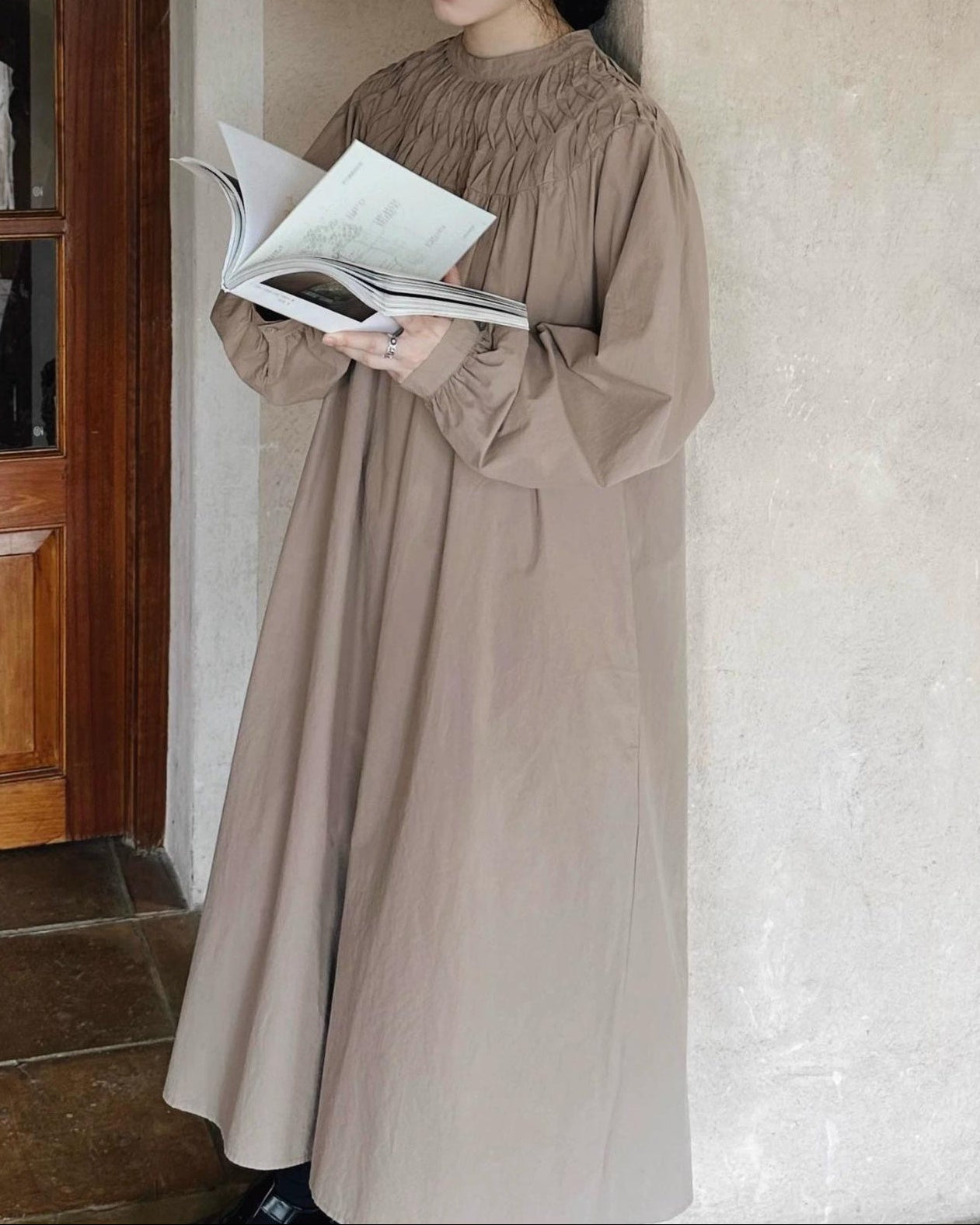 スモッキングエアリーロングワンピース 10046