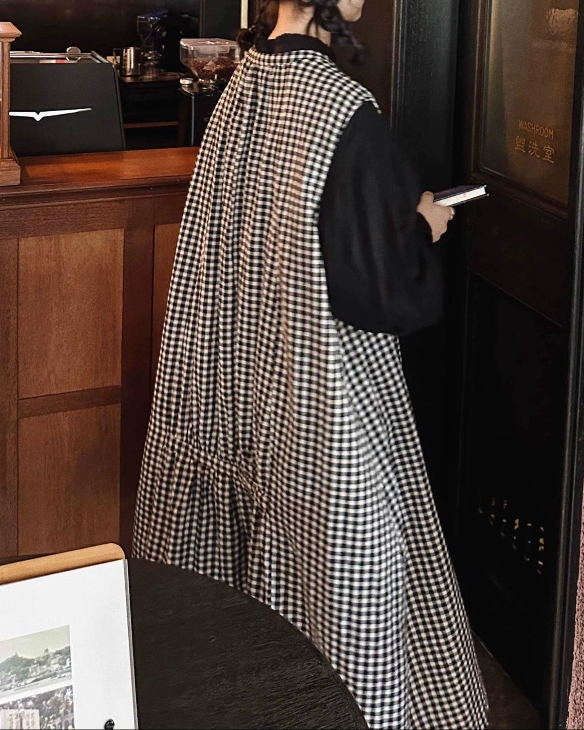 チェック柄リボンベストワンピース 10058