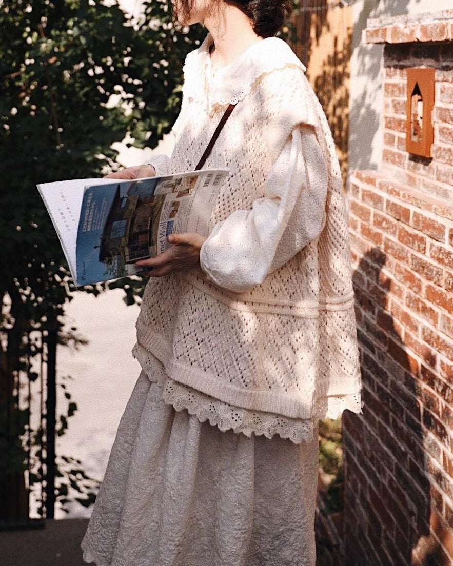 ホールパターンレース ニットベスト 10121