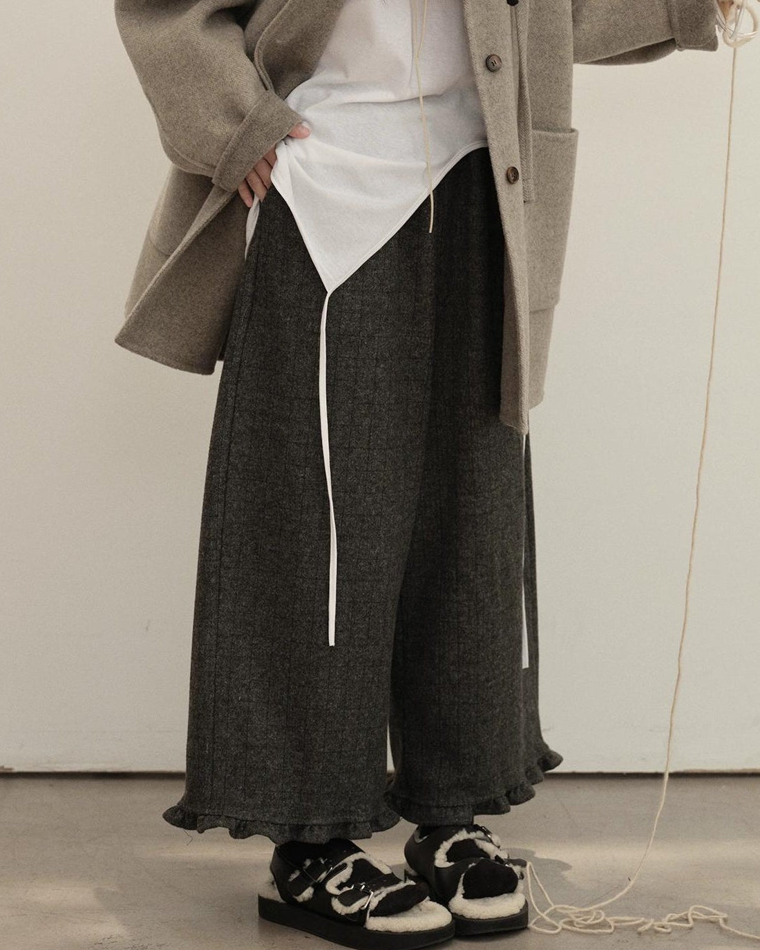 フリルレトロチェックワイドパンツ 10142