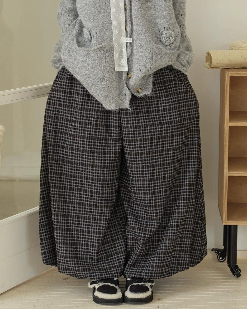 ラップランドレトロチェックロングスカート 10192