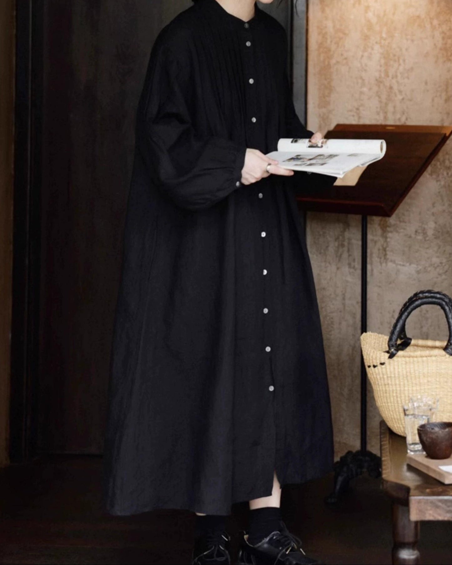 プリーツパフシャツワンピース 10050