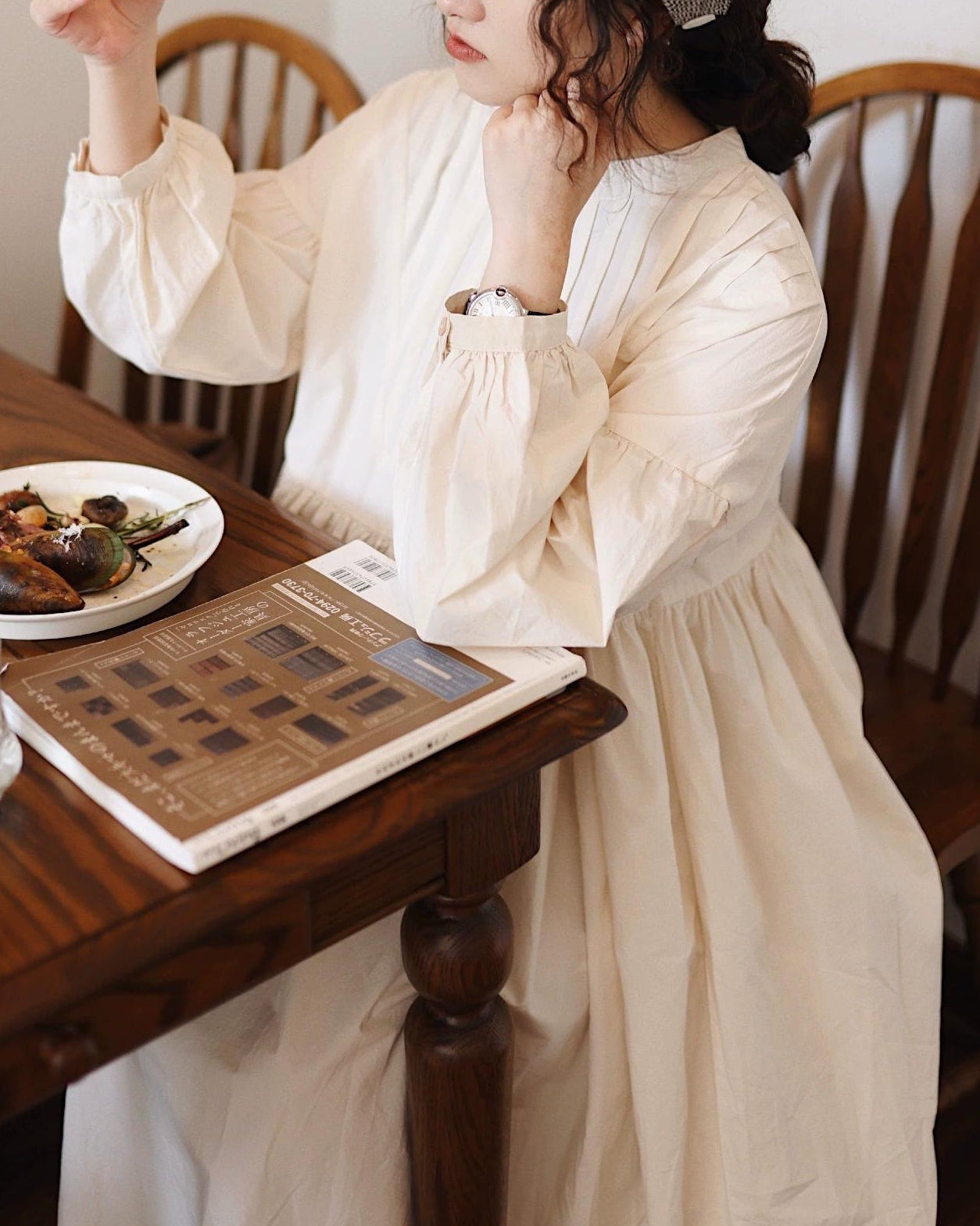 ソフトプリーツハイウエストワンピース 10114