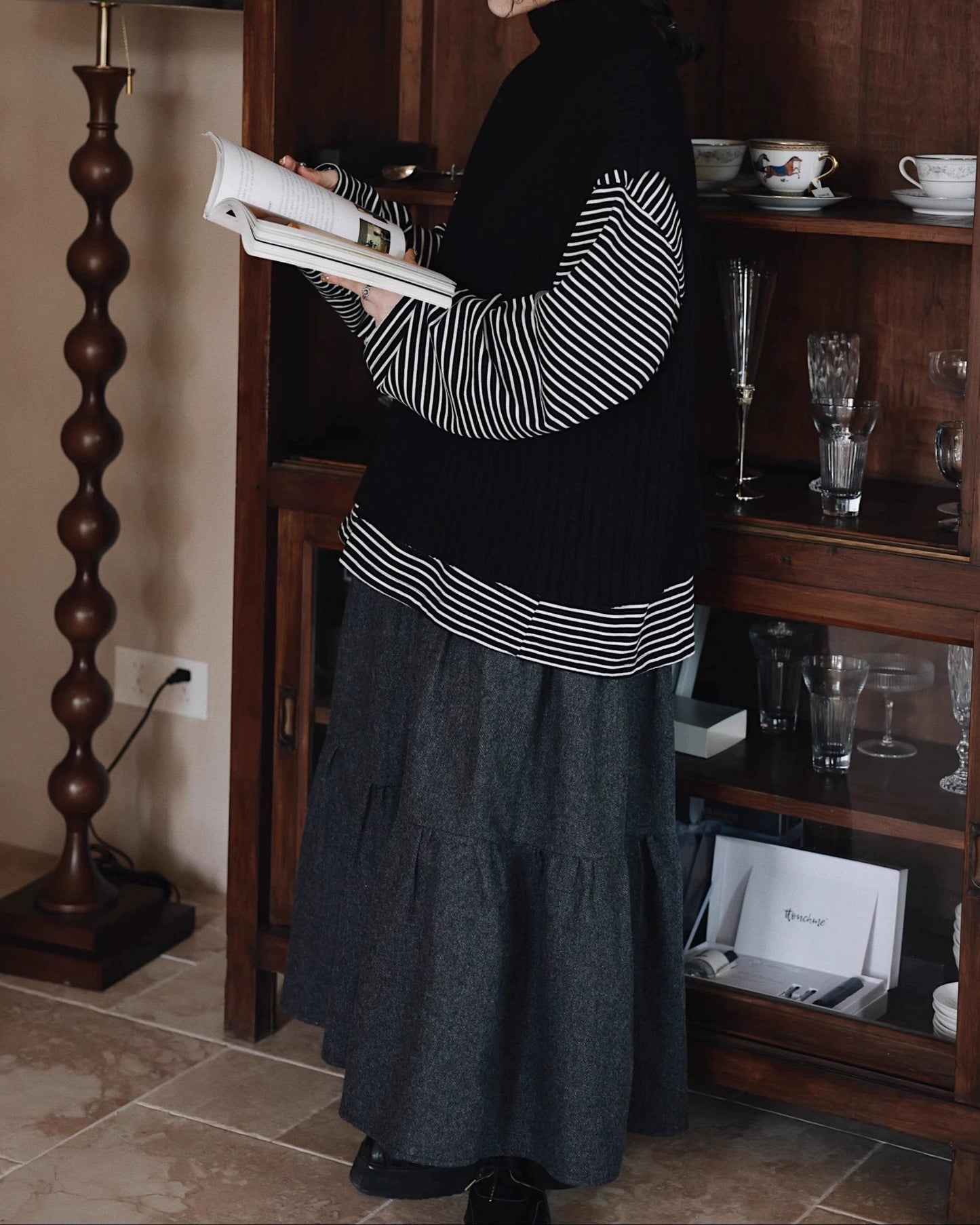 ハイネックリブニットベスト 10031