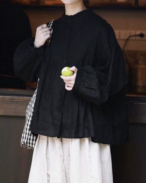 フリルネックフレアブラウス 10057