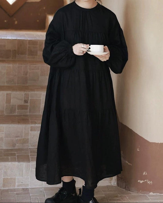 バックボタンエアリーティアードドレス 10083