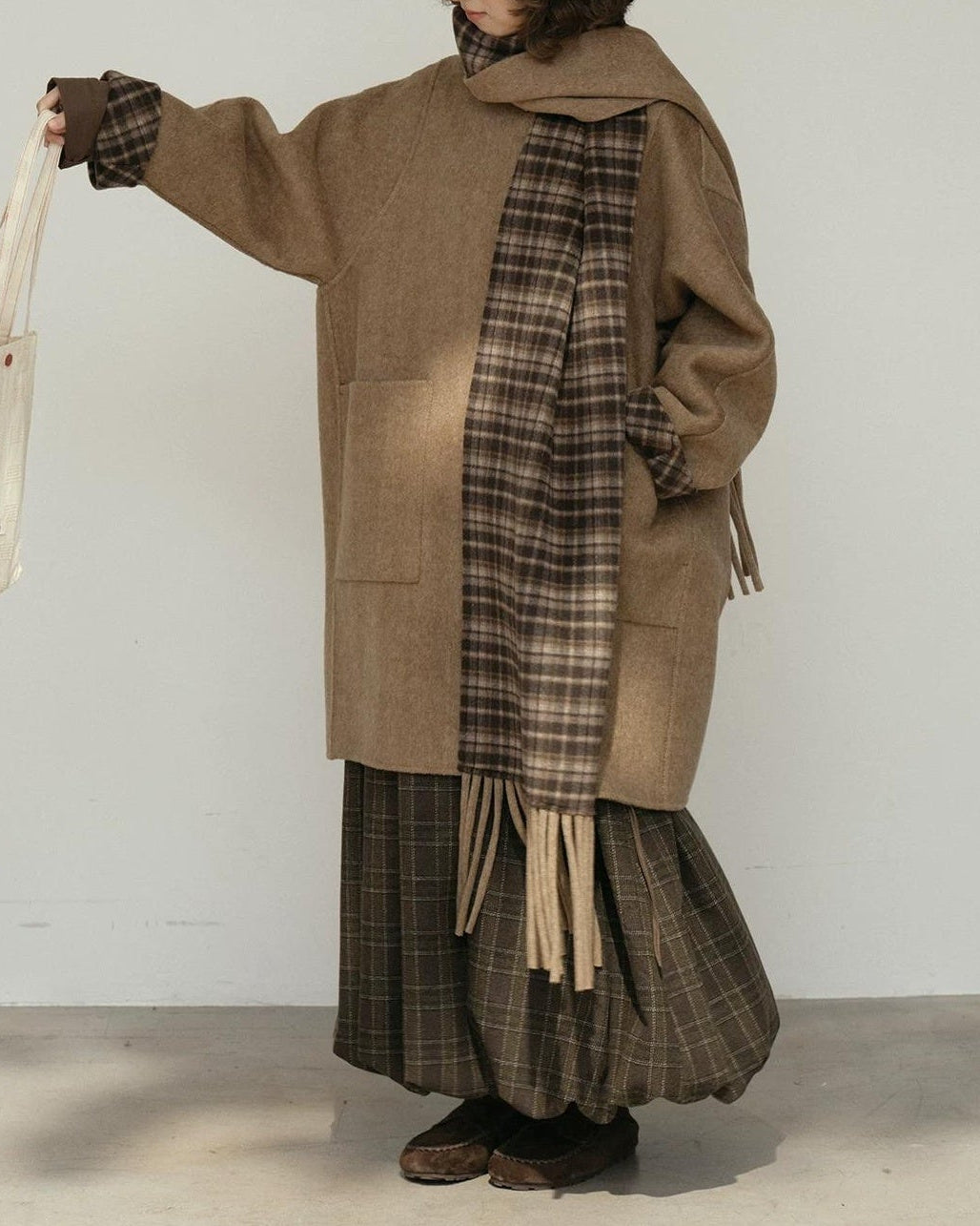 ランタンチェックミディスカート 10184