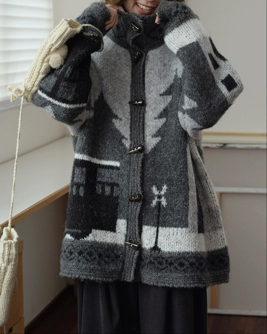 スカンディウッドパターンニットカーディガン 10165