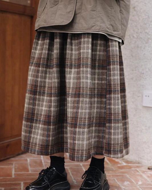 Aラインチェック柄ミディスカート 10107