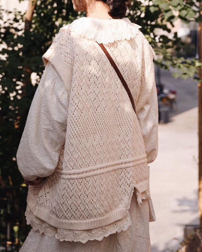 ホールパターンレース ニットベスト 10121