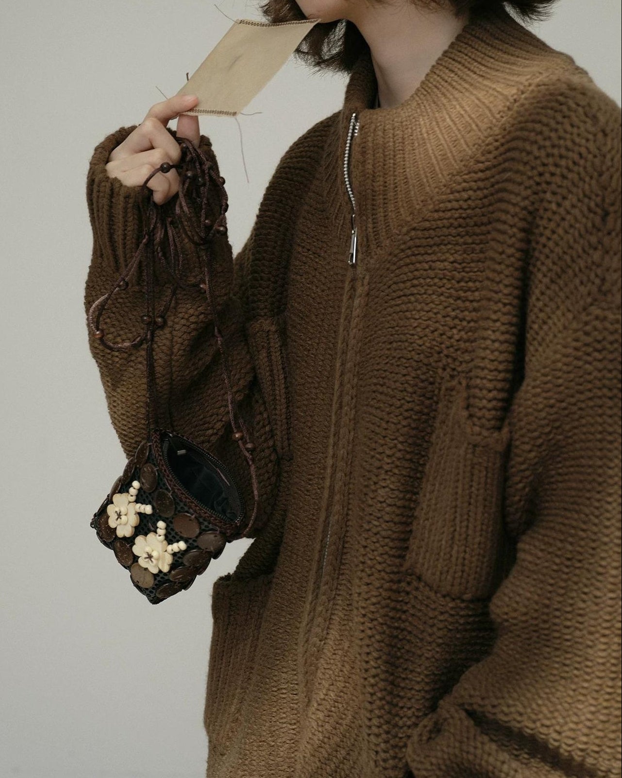 ハイネックジッパーポケットカーディガン 10174