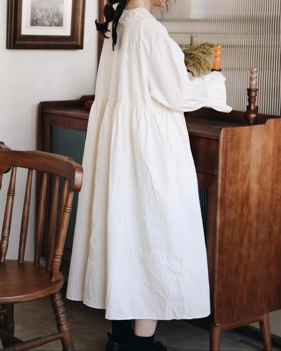 ミニマルレースカラーシャツワンピース 10099