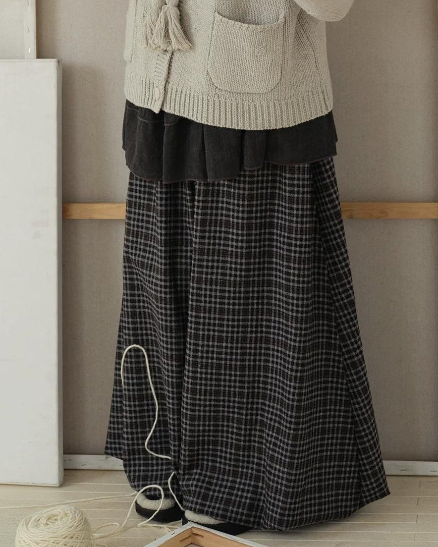 ラップランドレトロチェックロングスカート 10192